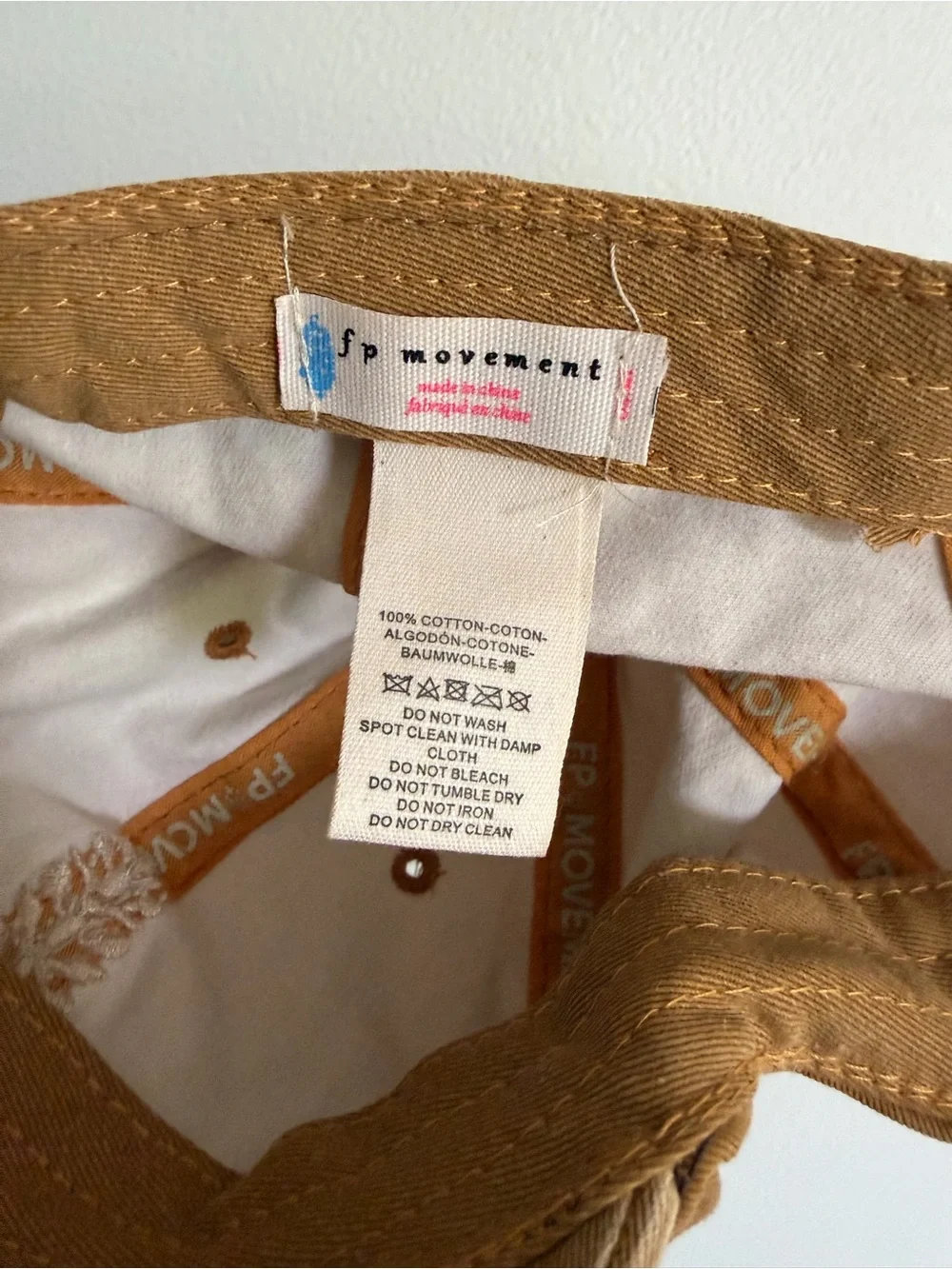 Free People Movement Embroidered Leaf Baseball Cap - Camel Brown Natural Fibers - Picture 4 of 5